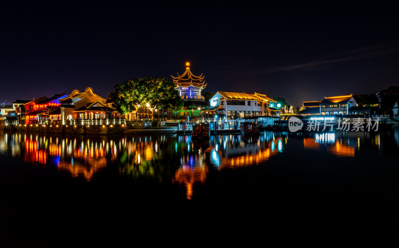 苏州七里山塘山塘街夜景