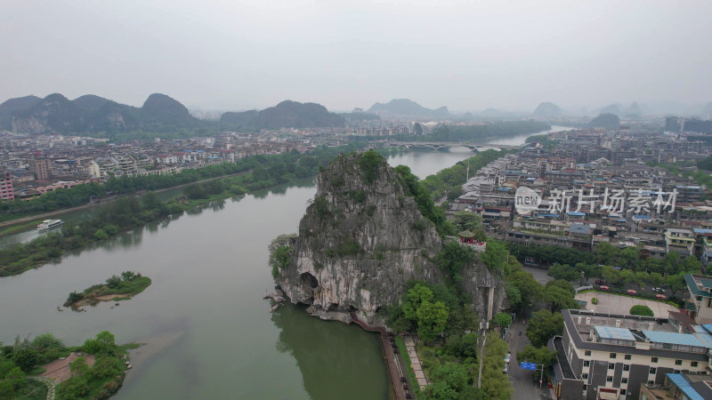 广西桂林伏波山景区航拍