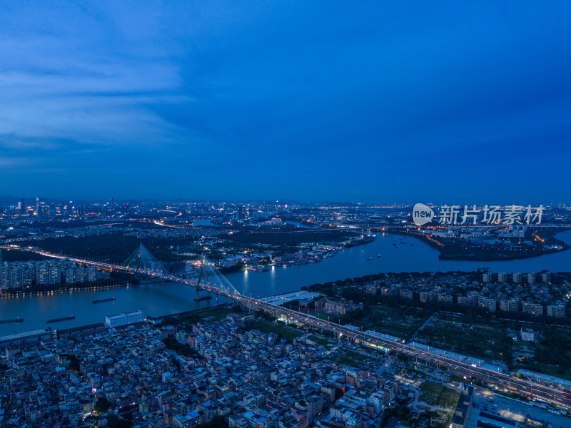 广州番禺沙溪夜景航拍