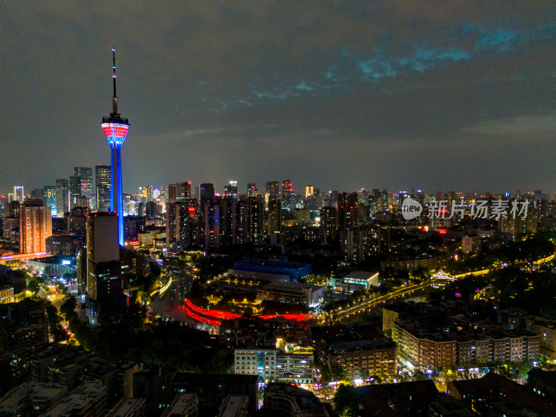 成都夜景交通航拍图