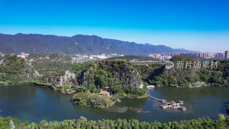 广东肇庆星湖景区七星山5A景区航拍