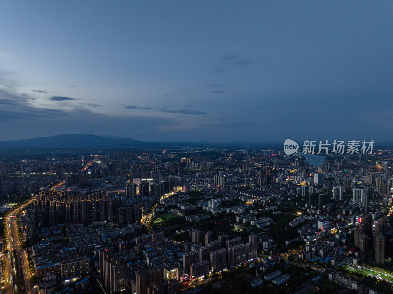 日落蓝调晚霞 航拍湖南衡阳开发区 城市风光