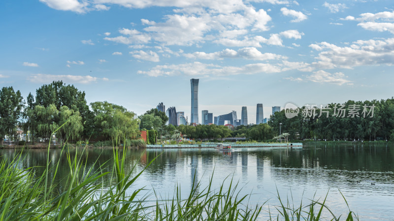 中国北京cbd核心建筑群绿色城市园林