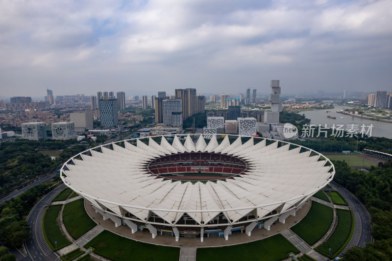 广东佛山世纪莲体育馆地标建筑航拍图