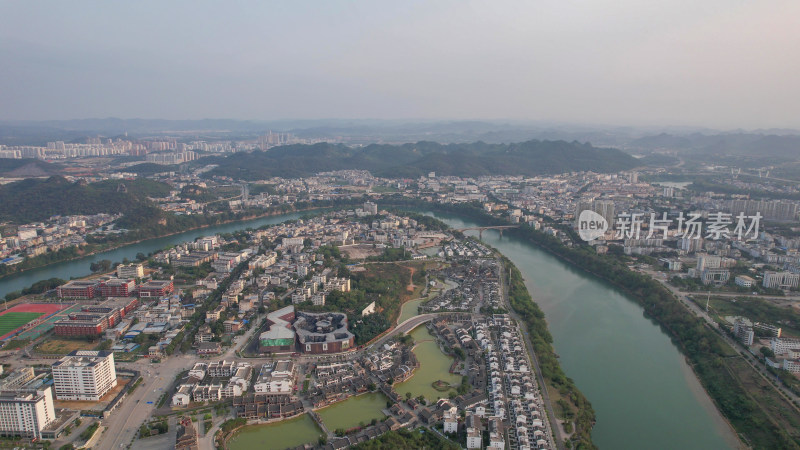 广西崇左城市全景航拍