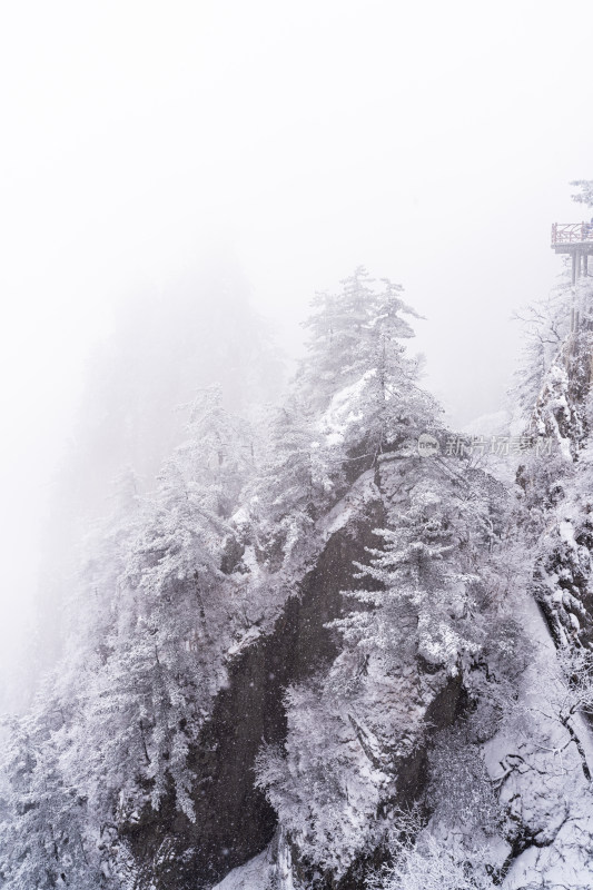 老君山下雪大山森林雾凇景观