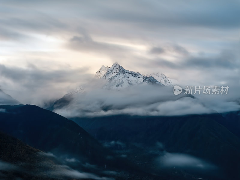 西藏林芝索松村南迦巴瓦峰雪山航拍