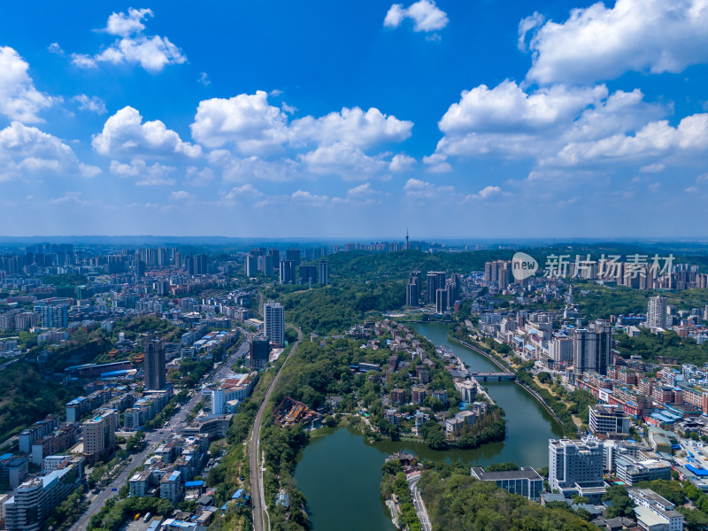 四川自贡城市风光航拍图