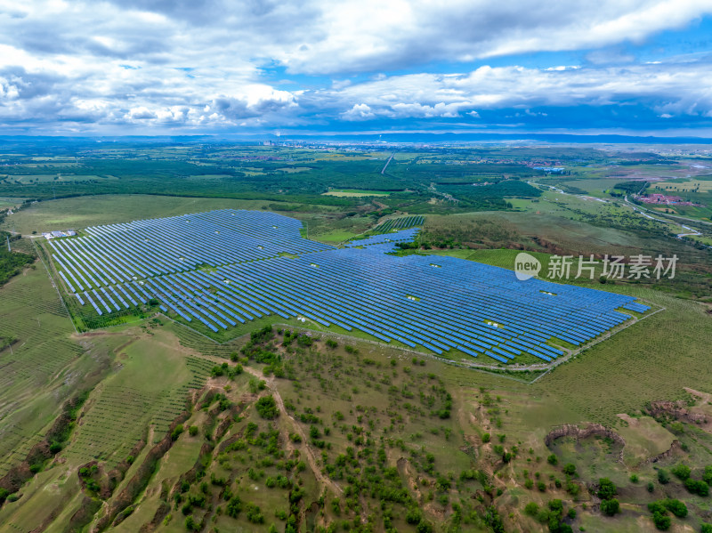 白天山西省大同市周边光伏太阳能航拍视角