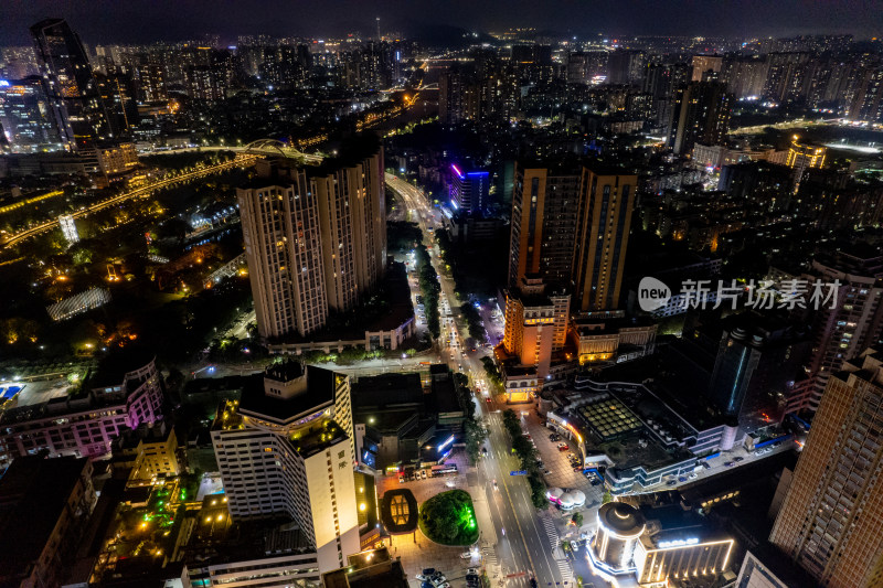 广东中山城市夜景大景航拍摄影图