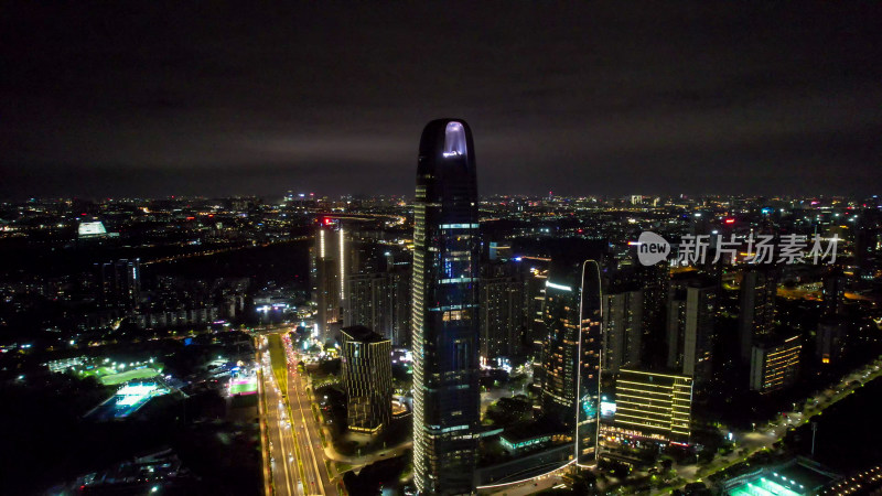 广州城市夜景灯光交通航拍图