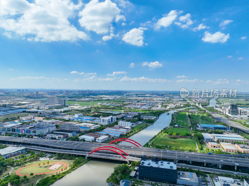 航拍昆山城市乡村建筑风光大景