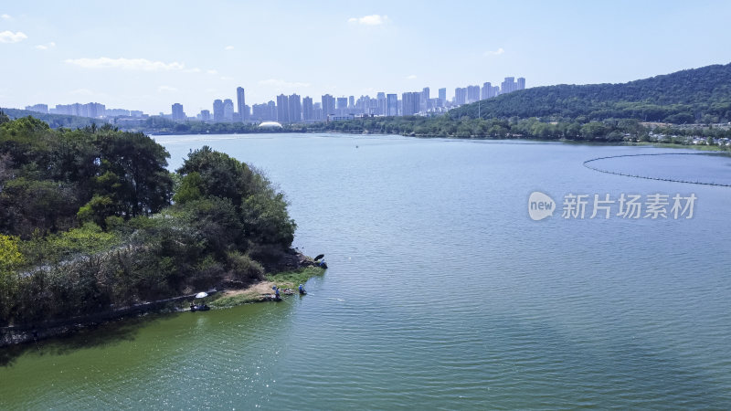 武汉洪山区吹笛景区航拍