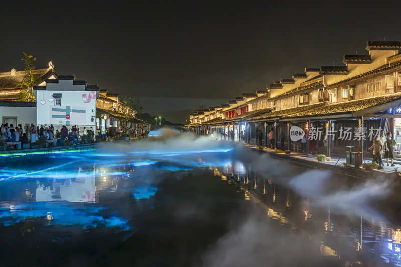 绍兴柯桥古镇景区夜景