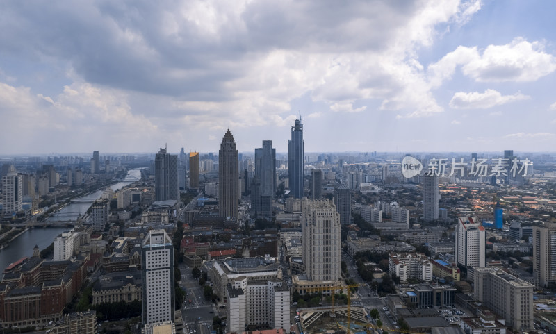 天津海河风景线城市天际线建筑风光航拍