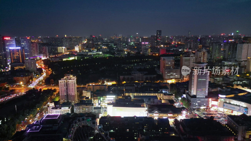 航拍安徽合肥夜景合肥老城区夜景