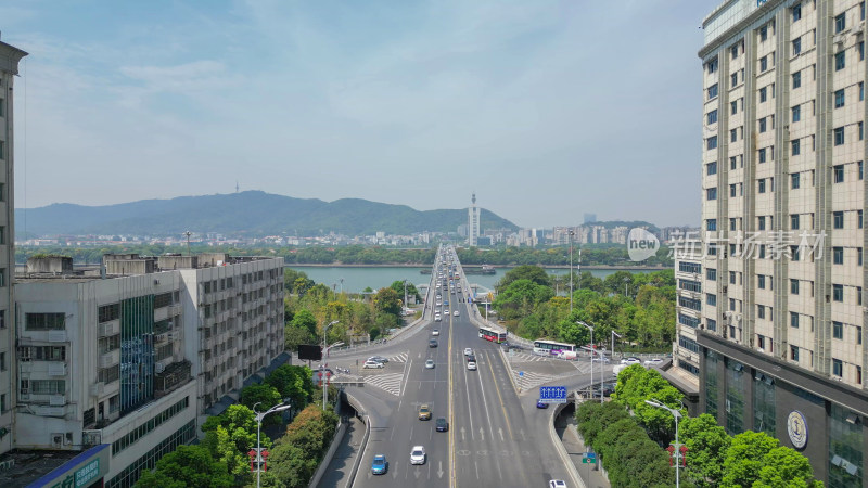 航拍湖南长沙城市建设五一大道交通