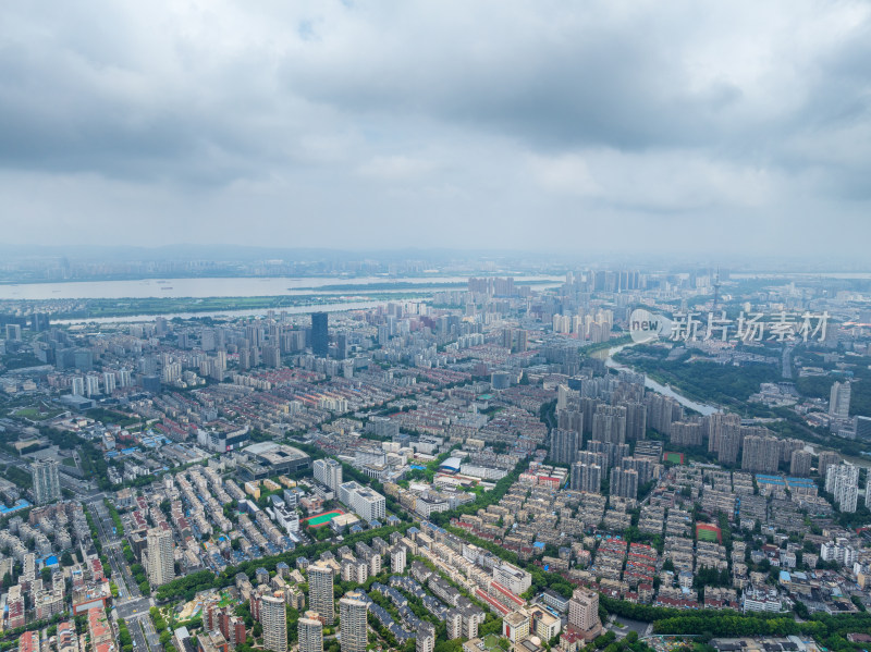 航拍南京城市秦淮河长江大气景象