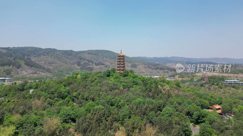 云南弥勒锦屏山风光航拍