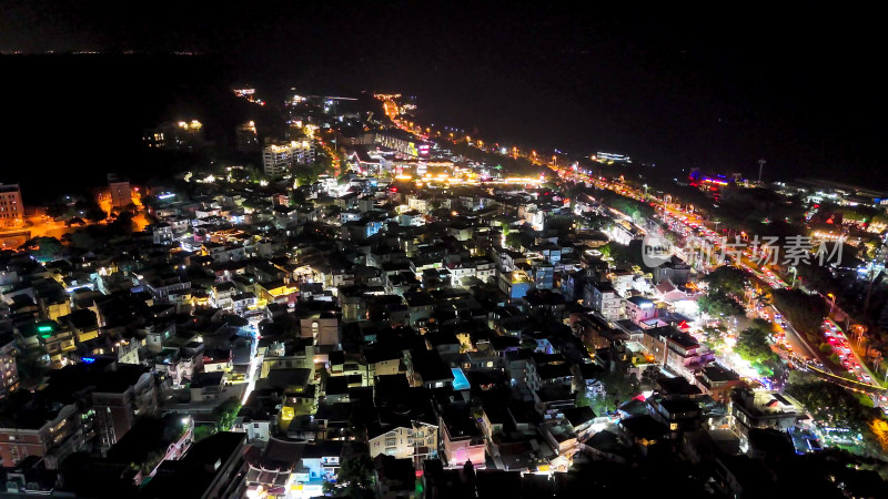 福建厦门曾厝垵夜景灯光航拍