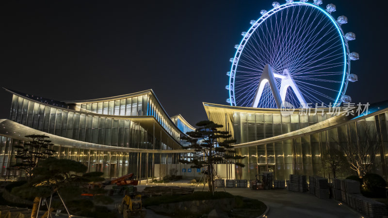 苏州新地标 苏州之眼摩天轮夜晚航拍