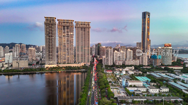 福建厦门城市高档住宅小区航拍