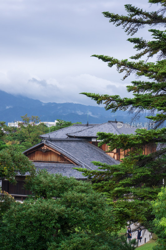 高处俯拍日本京都二条城