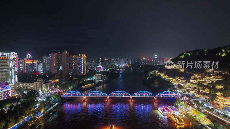 甘肃兰州中山桥夜景