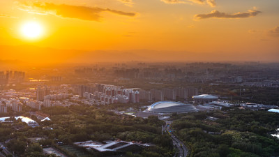 国家速滑馆冰丝带夕阳黄昏