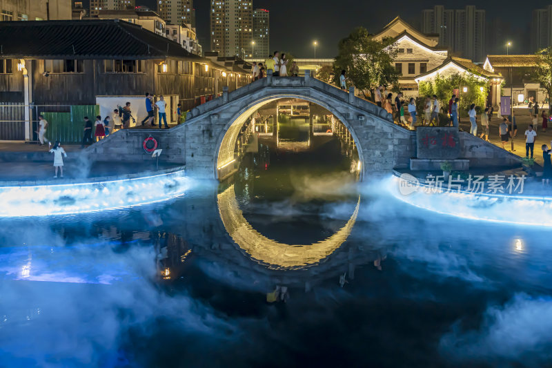 绍兴柯桥古镇景区夜景