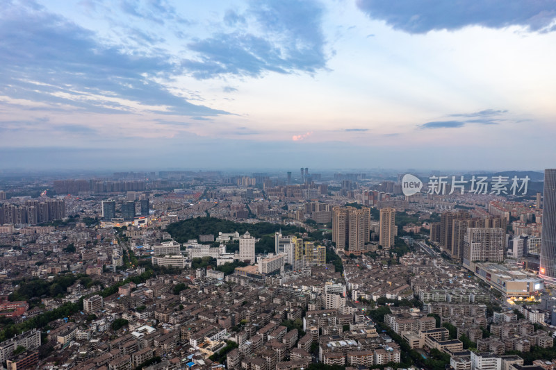 广东中山城市夕阳晚霞航拍摄影图