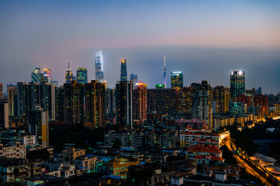 广州城市风光日落风景图