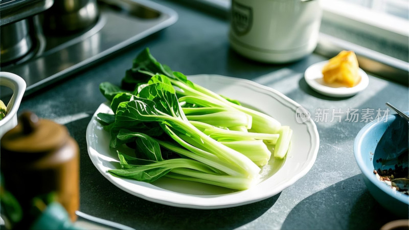 新鲜小白菜特写