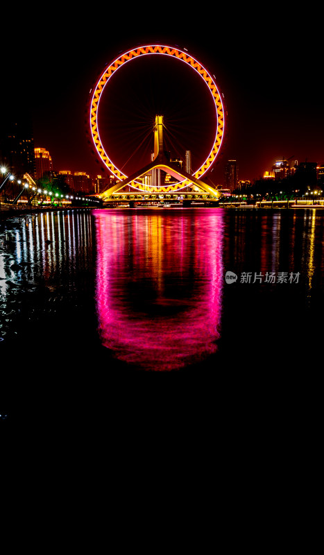 天津海河风情天津之眼摩天轮夜景风光