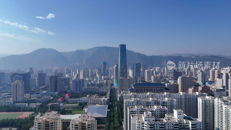 甘肃兰州大景兰州城市建设航拍摄影图