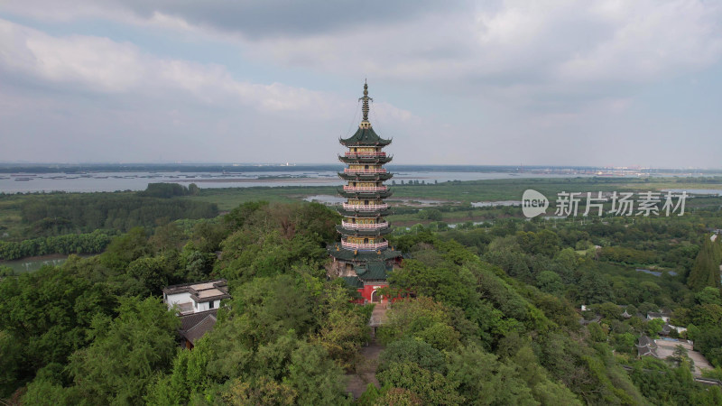 航拍江苏镇江焦山风景区5A景区