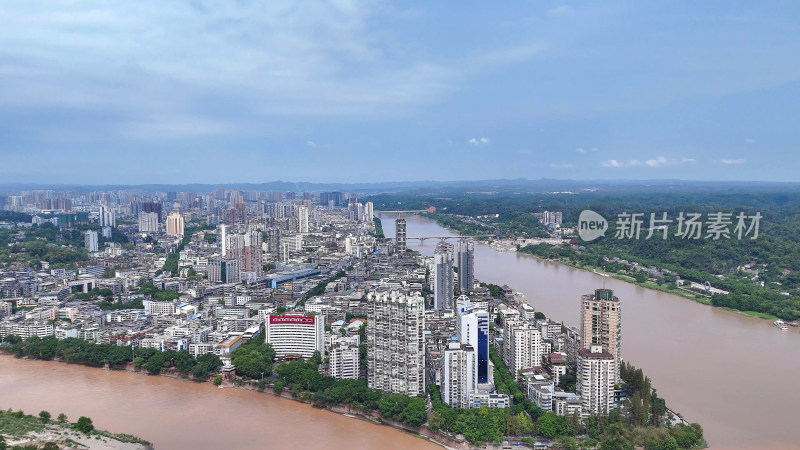 航拍四川乐山城市建设乐山大景摄影图