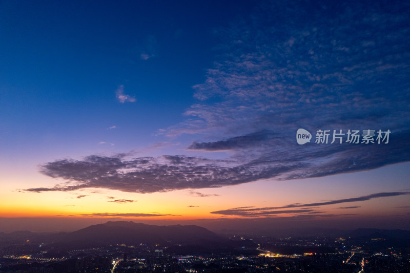 江门城市晚霞夜景灯光航拍摄影图