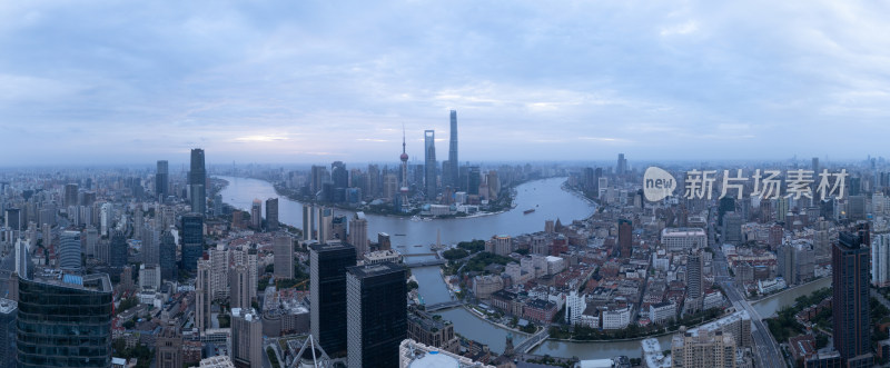 航拍上海陆家嘴和黄浦江全景