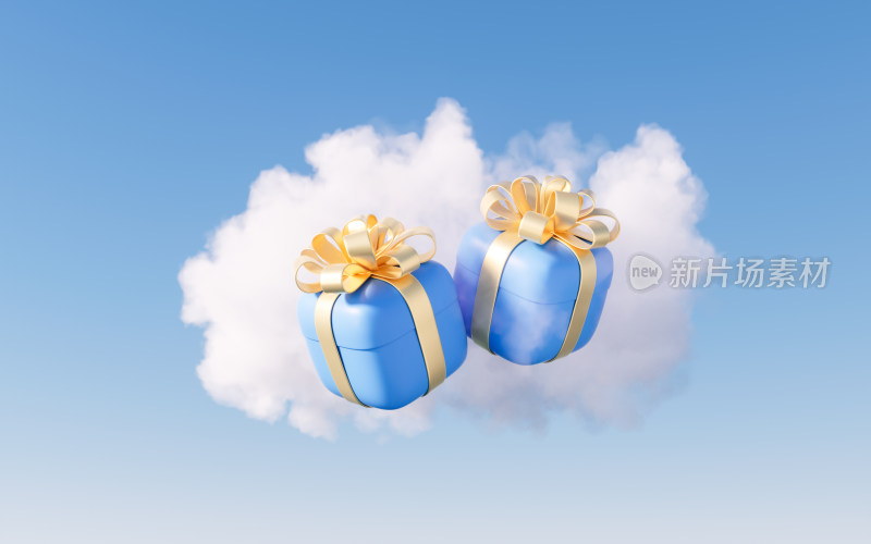 礼物盒和云朵背景3D渲染