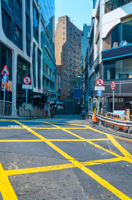 香港中环CBD城市高楼建筑与街道街区道路