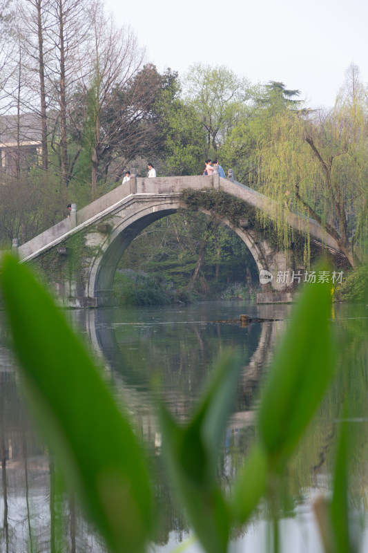 杭州浴鹄湾湖畔古亭与烂漫春花景致