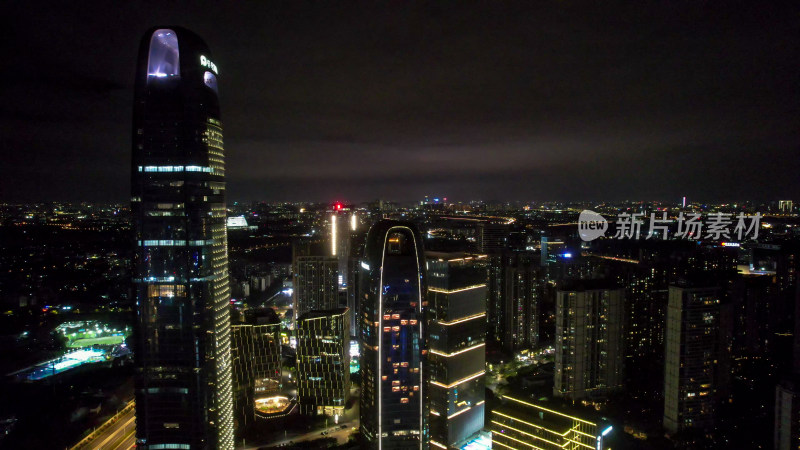 广州城市夜景灯光交通航拍图