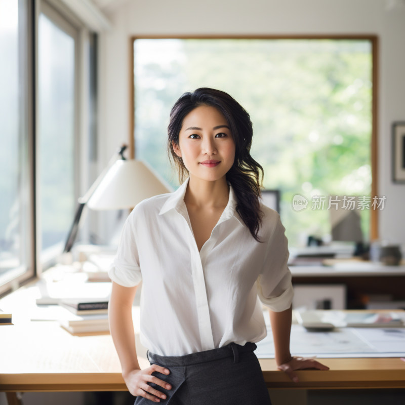 年轻漂亮自信的亚洲女商人设计师办公室肖像
