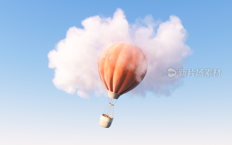 天空中的热气球3D渲染