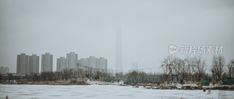 天津市水西公园 冬天雪景