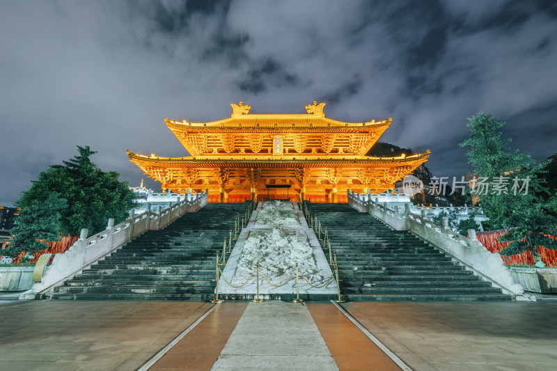 柳州文庙大成殿-古典中式楼阁夜景