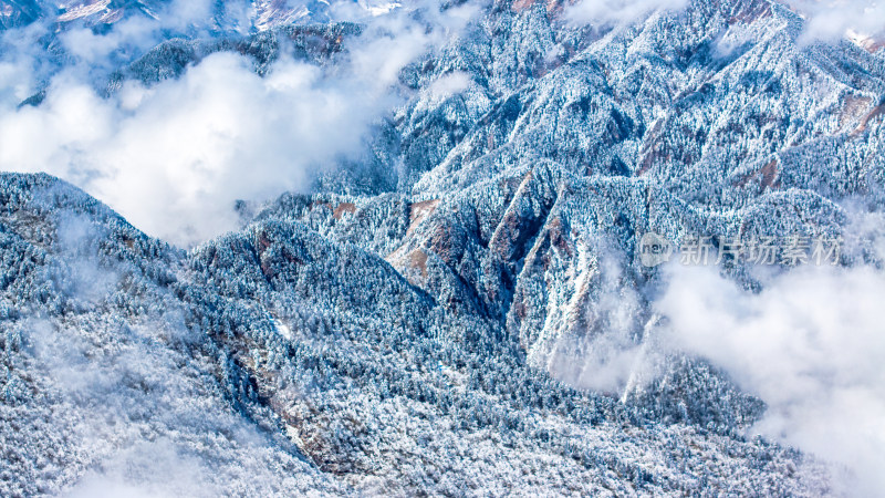 冬季成都西岭雪山景区综合航拍