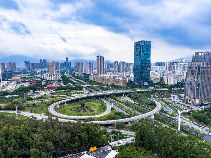 福建福州城市风光交通航拍摄影图