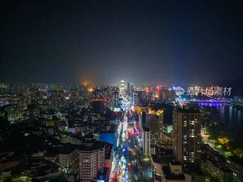 甘肃兰州夜景交通航拍图